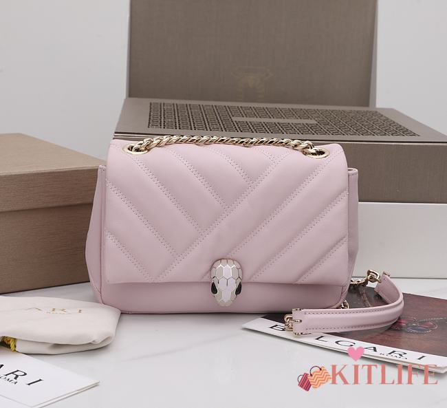 	 KITLIFE BULGARI SERPENTI CABOCHON LIGHT PINK SHOULDER BAG - 22.5X15X10cm - 1