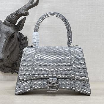 Kitlife Balenciaga Hourglass Rhinestones Bag Silver - 23cm