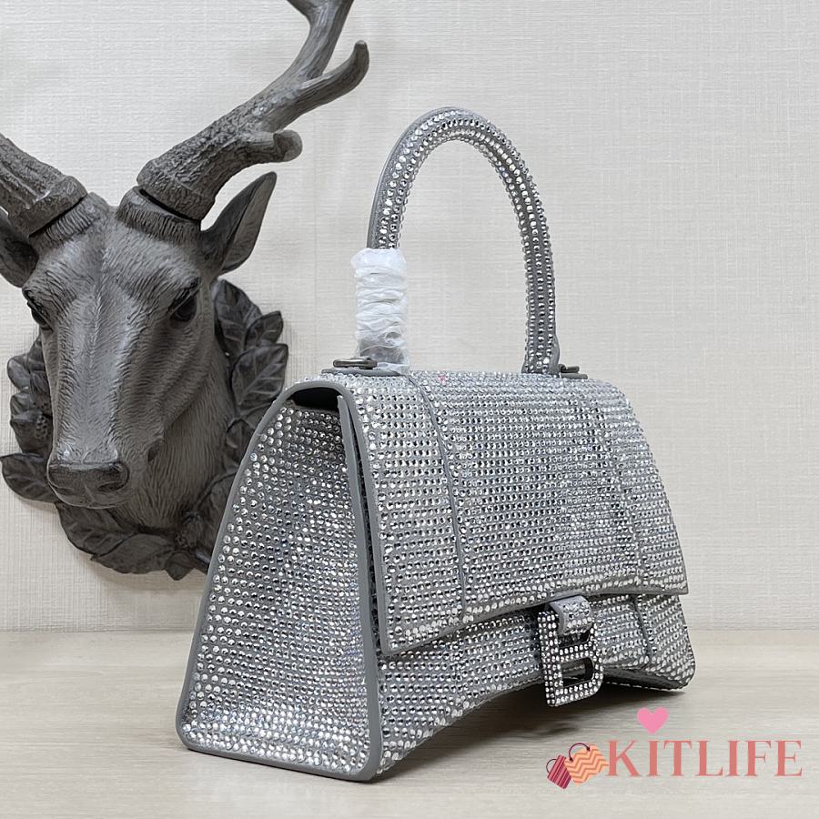 Kitlife Balenciaga Hourglass Rhinestones Bag Silver - 23cm - Kitlife.ru