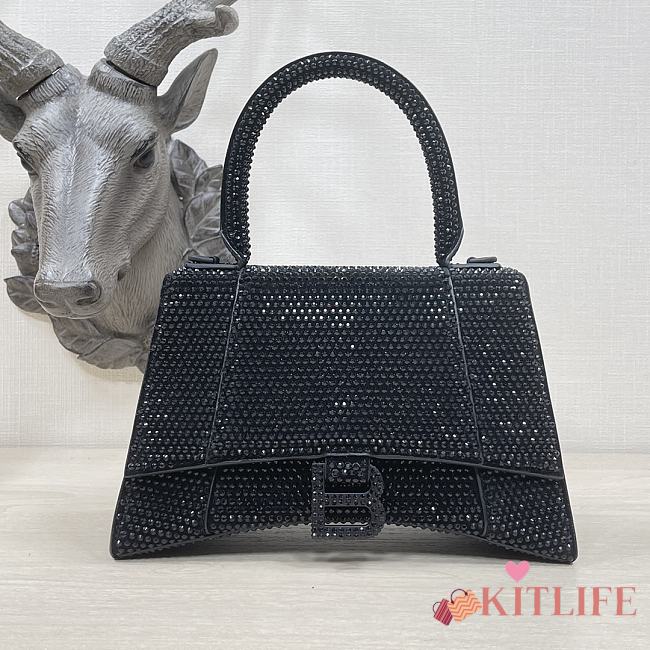 Kitlife Balenciaga Hourglass Rhinestones Bag Black - 23cm - 1