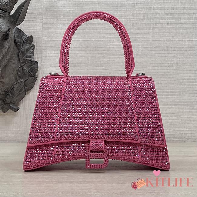 Kitlife Balenciaga Hourglass Rhinestones Bag Pink,Red,Green - 23cm - 1