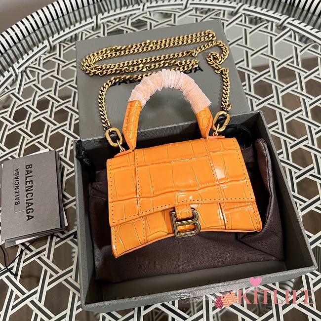 	 Kitlife Balenciaga chain-strap Hourglass Orange,Blue mini bag - 11.5x14x4.5cm - 1