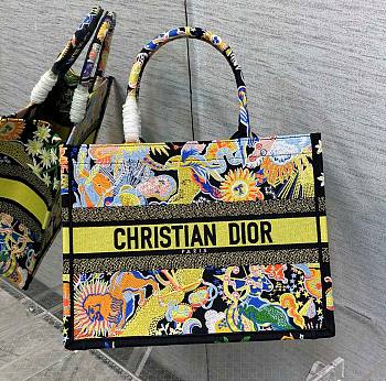 Kitlife Dior Book Tote Medium Multicolor Zodiac Fantastico Embroidery - 36 x 27.5 x 16.5 cm