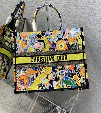 Kitlife Dior Book Tote Large Multicolor Zodiac Fantastico Embroidery - 42x35x18cm