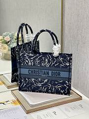 Kitlife Dior Book Tote Medium Blue Dior Roses Embroidery - 35x28cm - 3