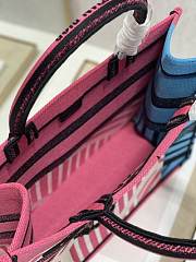 Kitlife Dior Book Tote Medium Bright Pink D-Jungle Pop Embroidery - 35x28cm - 5