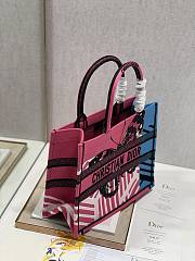 Kitlife Dior Book Tote Medium Bright Pink D-Jungle Pop Embroidery - 35x28cm - 4