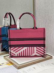 Kitlife Dior Book Tote Medium Bright Pink D-Jungle Pop Embroidery - 35x28cm - 2