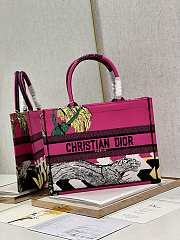 Kitlife Dior Book Tote Medium All Bright Pink D-Jungle Pop Embroidery - 35x28cm - 5