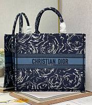 Kitlife Dior Book Tote Large Blue Dior Roses Embroidery - 42x36x18cm - 1
