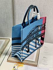 	 Kitlife Dior Book Tote Large Bright Blue Pink D-Jungle Pop Embroidery - 42x36x18cm - 2