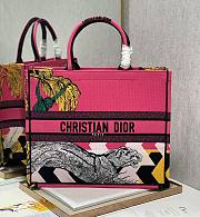 	 Kitlife Dior Book Tote Large All Bright Pink D-Jungle Pop Embroidery - 42x36x18cm - 1