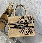 Kitlife Dior Book Tote Small Beige Jute Canvas Embroidered with Dior Union Motif - 26.5*21*14cm - 1