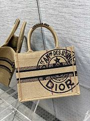 Kitlife Dior Book Tote Small Beige Jute Canvas Embroidered with Dior Union Motif - 26.5*21*14cm - 5