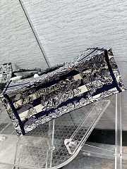 	 Kitlife Dior Book Tote Large Blue Toile de Jouy Reverse Embroidery Lines - 42*18*35cm - 3