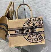 	 Kitlife Dior Book Tote Medium Beige Jute Canvas Embroidered with Dior Union Motif - 36.5*28*17.5cm - 1