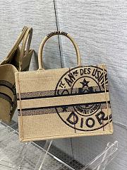 	 Kitlife Dior Book Tote Medium Beige Jute Canvas Embroidered with Dior Union Motif - 36.5*28*17.5cm - 3