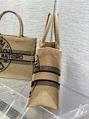 	 Kitlife Dior Book Tote Medium Beige Jute Canvas Embroidered with Dior Union Motif - 36.5*28*17.5cm - 5