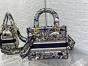 Kitlife Dior Medium Lady D-Lite Bag Navy Blue Toile de Jouy Stripes Embroidery - 24cm - 5