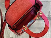 Kitlife Dior Medium Lady D-Lite Bag Bright Pink Multicolor D-Flower Pop Embroidery - 24cm - 5
