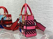 Kitlife Dior Medium Lady D-Lite Bag Bright Pink Multicolor D-Flower Pop Embroidery - 24cm - 3