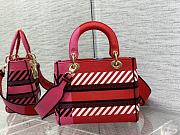 Kitlife Dior Medium Lady D-Lite Bag Bright Pink Multicolor D-Flower Pop Embroidery - 24cm - 2