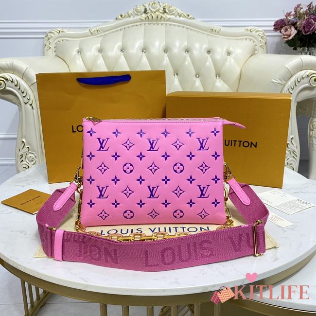 	 Kitlife Louis Vuitton Coussin PM Pink Blue Leather - 26x20x12cm - 1