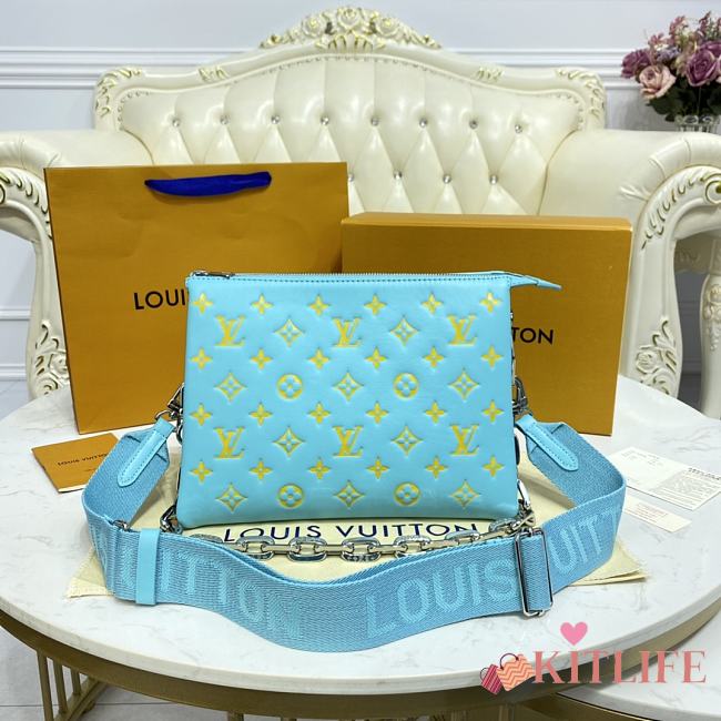	 Kitlife Louis Vuitton Coussin PM Yellow Noen Blue Leather - 26x20x12cm - 1