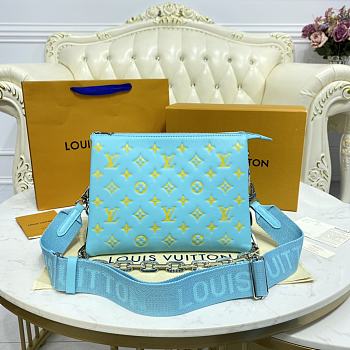 	 Kitlife Louis Vuitton Coussin PM Yellow Noen Blue Leather - 26x20x12cm