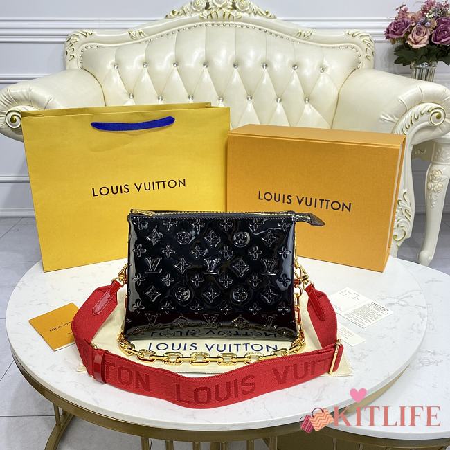 Kitlife Louis Vuitton Coussin PM Black Red Patent Leather - 26x20x12cm - 1