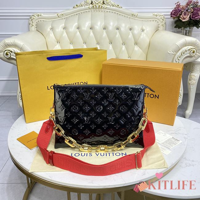	 Kitlife Louis Vuitton Coussin MM Black Red Patent Leather - 34 x 24 x 12 cm - 1