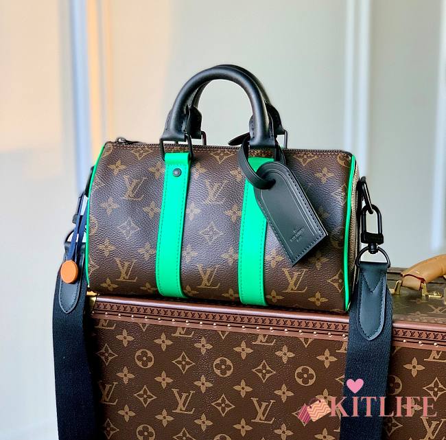 Kitlife Louis Vuitton KeepAll XS Green Monogram Macassar - 25.0 x 15.0 x 11.0CM - 1