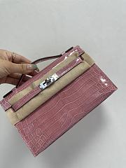 Kitlife Hermes Mini Pochette Kelly Crocodile Pink Shiny Leather - 22 cm x 14 cm - 2