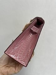 Kitlife Hermes Mini Pochette Kelly Crocodile Pink Shiny Leather - 22 cm x 14 cm - 3