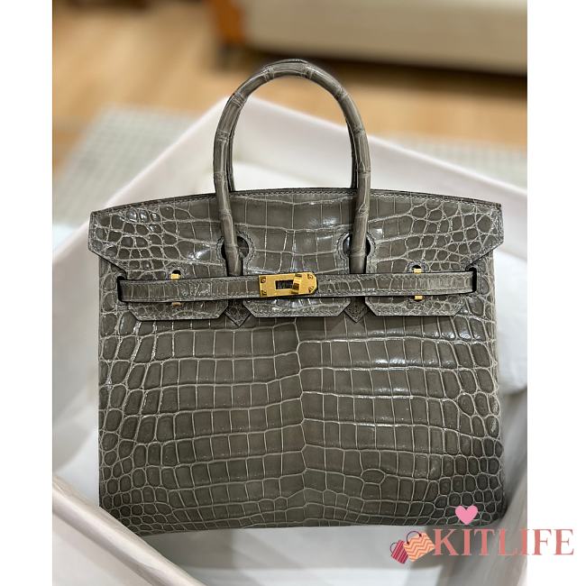 	 Kitlife Hermes Birkin Gray Shiny Leather - 25cm - 1