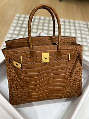 Kitlife Hermes Birkin Porosus Matte Brown Crocodile Leather - 30cm - 3