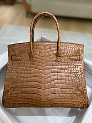 Kitlife Hermes Birkin Porosus Matte Brown Crocodile Leather - 30cm - 5