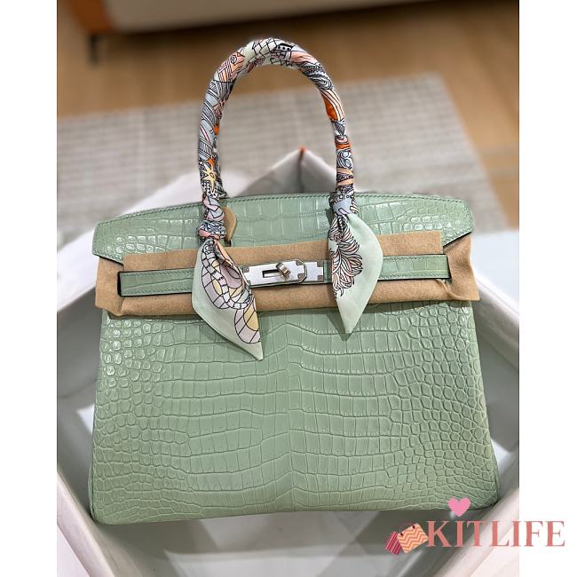 Kitlife Hermes Birkin Porosus Matte Green Crocodile Leather - 30cm - 1