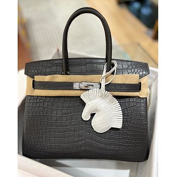 Kitlife Hermes Birkin Porosus Matte Black Crocodile Leather - 30cm