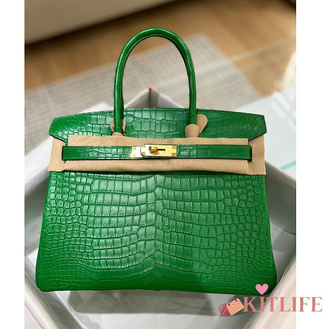 Kitlife Hermes Birkin Porosus Matte Dark Green Crocodile Leather - 30cm - 1