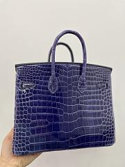 Kitlife Hermes Birkin Porosus Shiny Blue Crocodile Leather - 25cm - 4