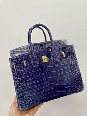 Kitlife Hermes Birkin Porosus Shiny Blue Crocodile Leather - 25cm - 5