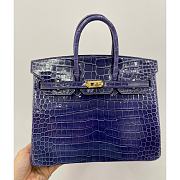 Kitlife Hermes Birkin Porosus Shiny Blue Crocodile Leather - 25cm - 1