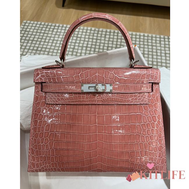 Kitlife Hermes Kelly Shiny Pink Crocodile - 28cm - 1