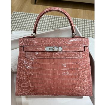 Kitlife Hermes Kelly Shiny Pink Crocodile - 28cm