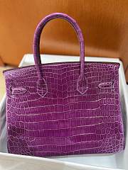 Kitlife Hermes Birkin Niloticus Crocodile Shiny Purple Leather Gold Hardware - 30cm - 4