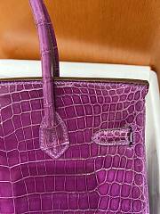 Kitlife Hermes Birkin Niloticus Crocodile Shiny Purple Leather Gold Hardware - 30cm - 2