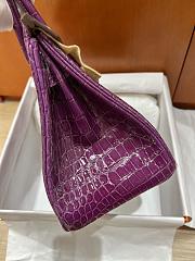 Kitlife Hermes Birkin Niloticus Crocodile Shiny Purple Leather Gold Hardware - 30cm - 3