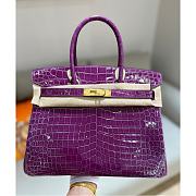 Kitlife Hermes Birkin Niloticus Crocodile Shiny Purple Leather Gold Hardware - 30cm - 1