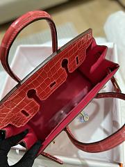 	 Kitlife Hermes Birkin Niloticus Crocodile Shiny Red Leather Gold Hardware - 30cm - 3